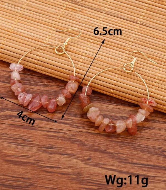 Pendientes de Aro con Piedras Naturales-3
