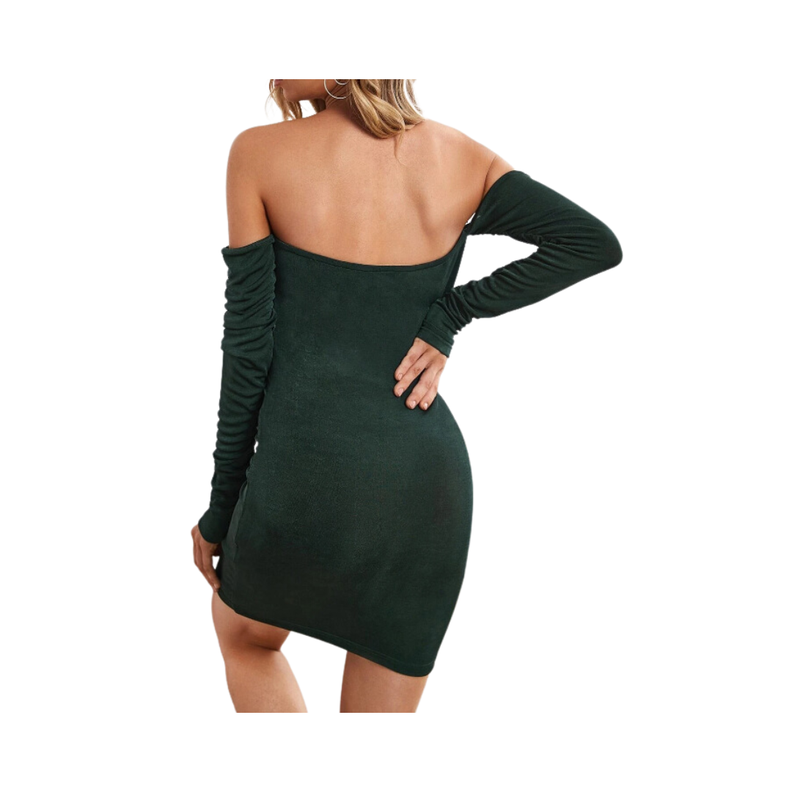 Vestido Verde de Hombros Descubiertos -1