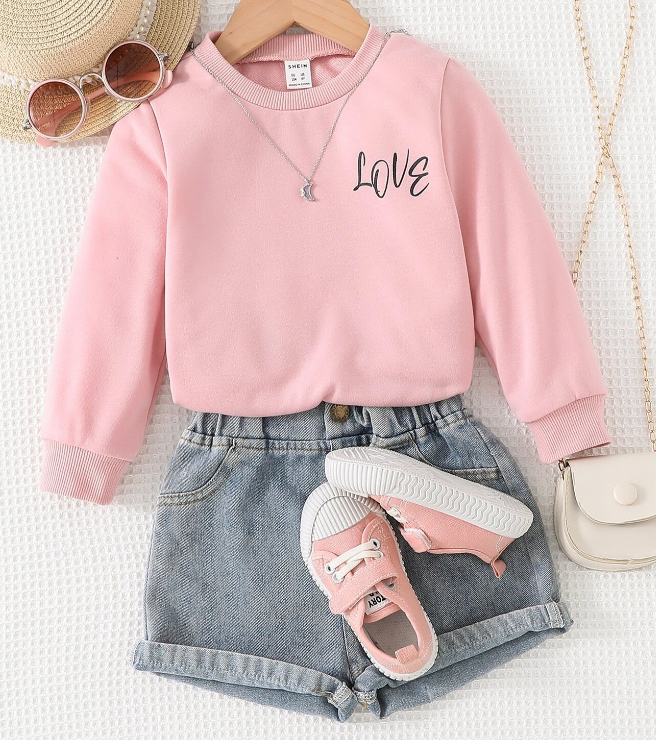 Sudadera con Estampado de Letras 'Love' - Rosa-0