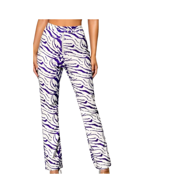 Pantalón de Pierna Recta con Estampado de Cebra-0