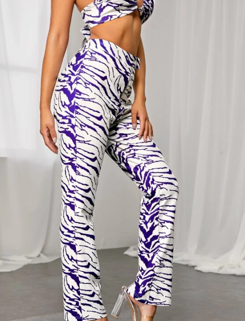 Pantalón de Pierna Recta con Estampado de Cebra-2
