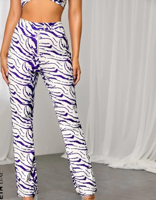 Pantalón de Pierna Recta con Estampado de Cebra-4