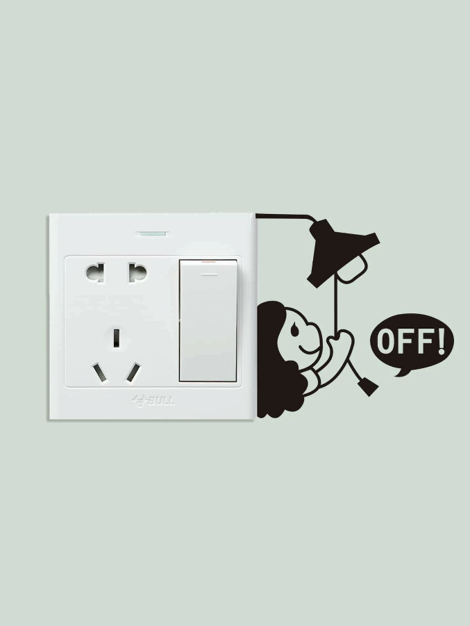 Adhesivo Decorativo "Niña con Lámpara y OFF"-1