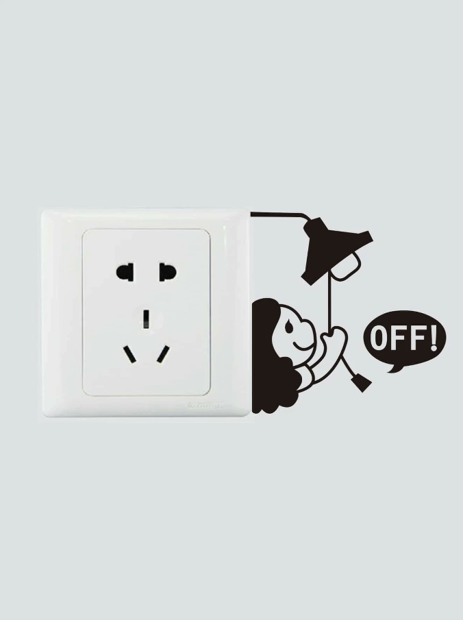 Adhesivo Decorativo "Niña con Lámpara y OFF"-2
