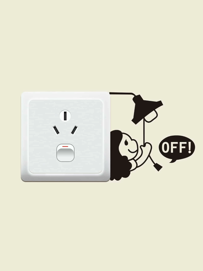 Adhesivo Decorativo "Niña con Lámpara y OFF"-4