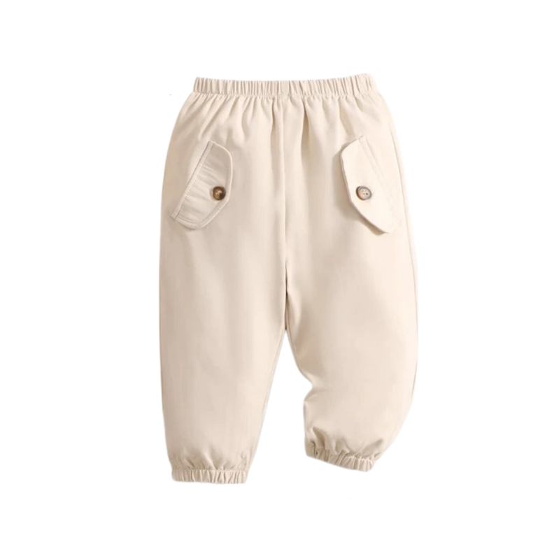 Pantalón Unisex Beige con Botones-0