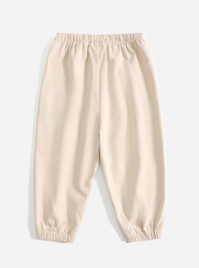 Pantalón Unisex Beige con Botones-1