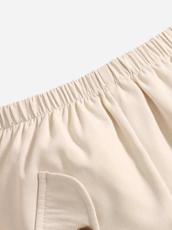 Pantalón Unisex Beige con Botones-4
