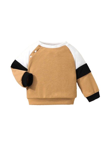 Sudadera para Niños con Manga Raglán en Color Caqui-0