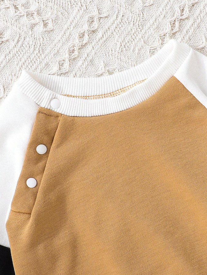 Sudadera para Niños con Manga Raglán en Color Caqui-1