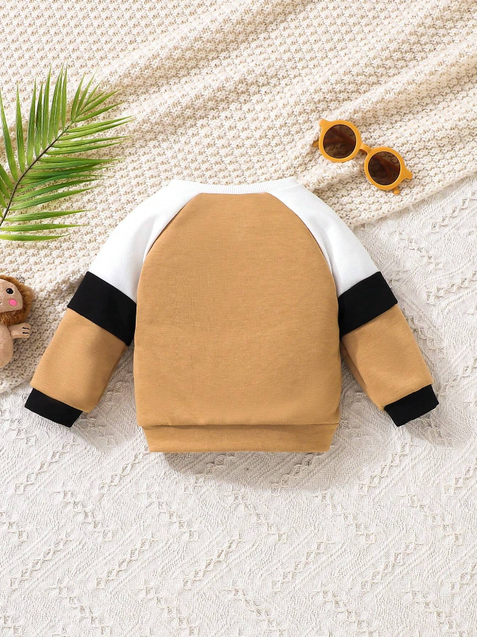 Sudadera para Niños con Manga Raglán en Color Caqui-2