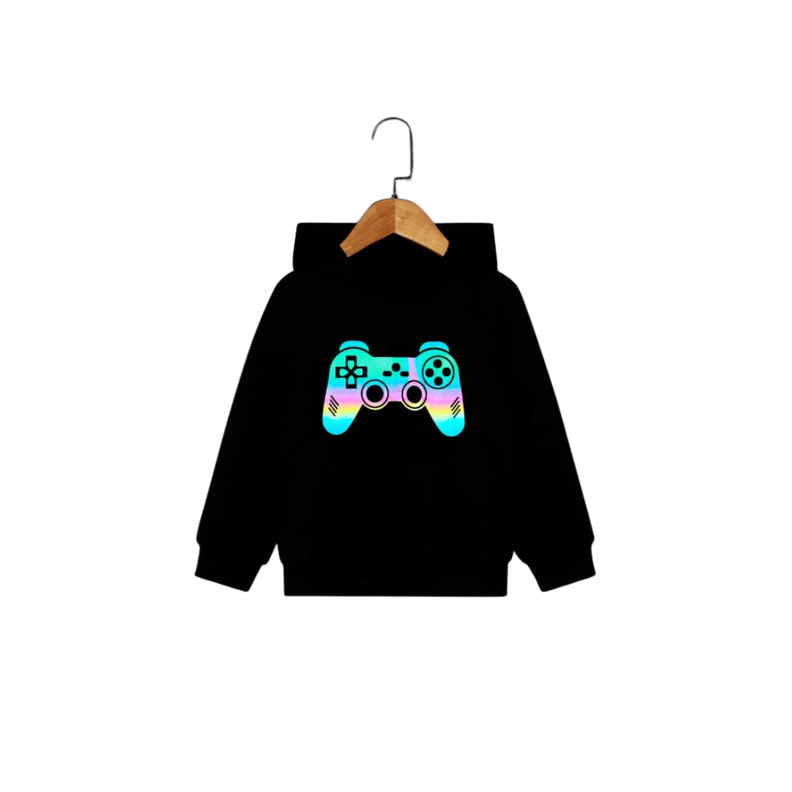 Sudadera Infantil con Capucha y Estampado de Controlador de Videojuegos-0