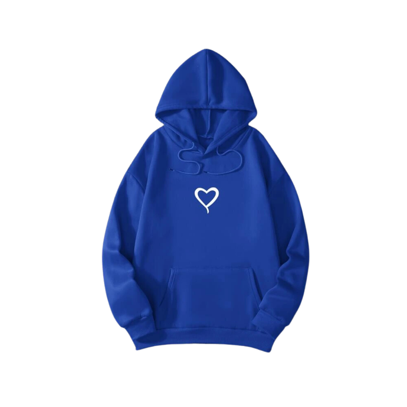 Sudadera Casual con Capucha y Estampado de Corazón-0