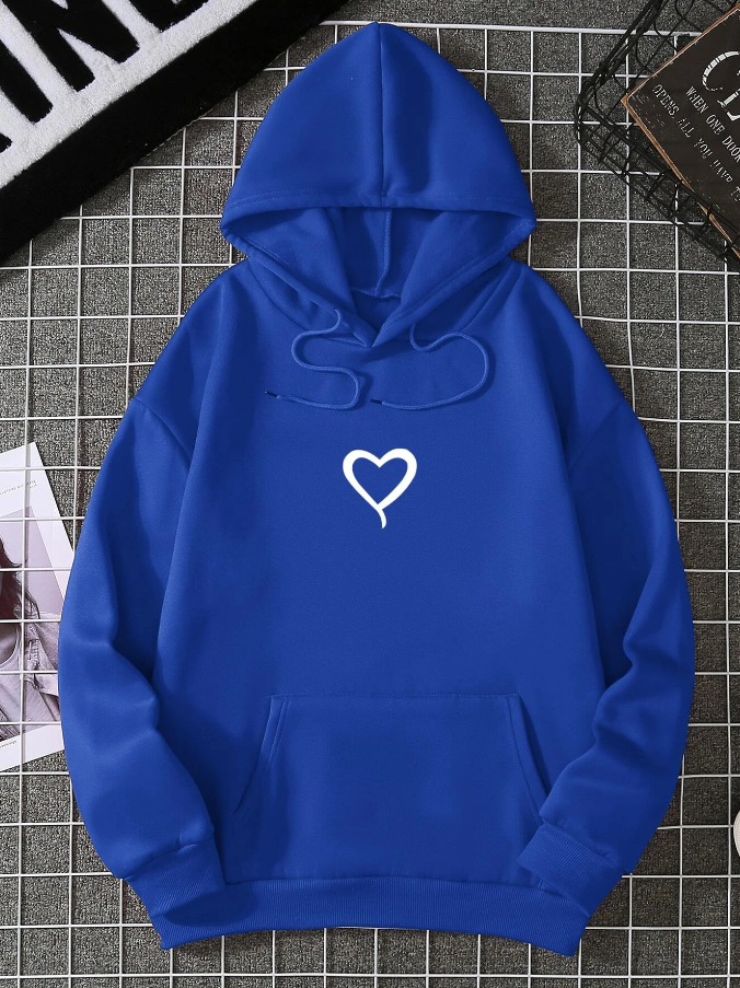 Sudadera Casual con Capucha y Estampado de Corazón-6