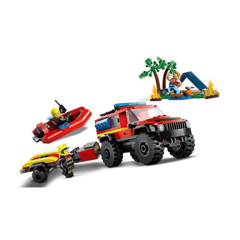 Lego City Camioneta De Bomberos 4x4 Con Barco De Rescate-3