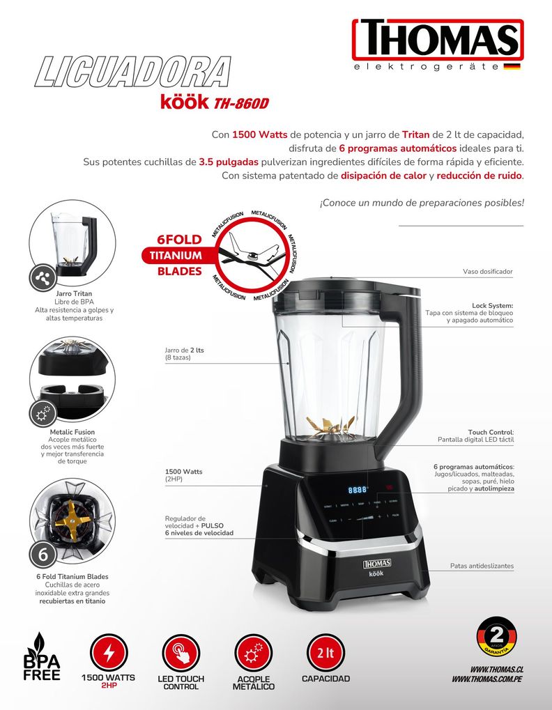 Licuadora Köök Pro 2HP TH-860D-1