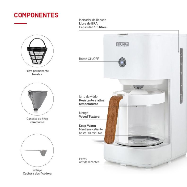 Cafetera de Filtro 1,5 lts TH-134B-4