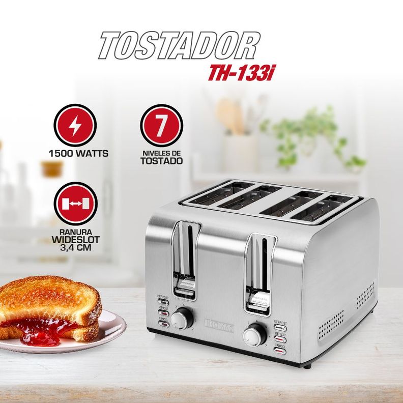 Tostador 4 rebanadas Acero Inx TH-133i-1