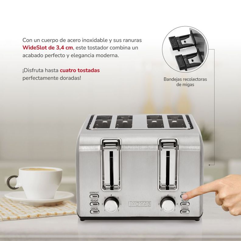 Tostador 4 rebanadas Acero Inx TH-133i-2