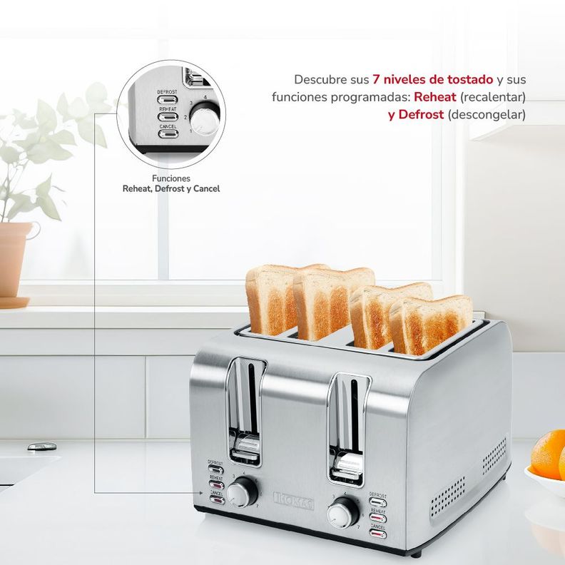 Tostador 4 rebanadas Acero Inx TH-133i-3