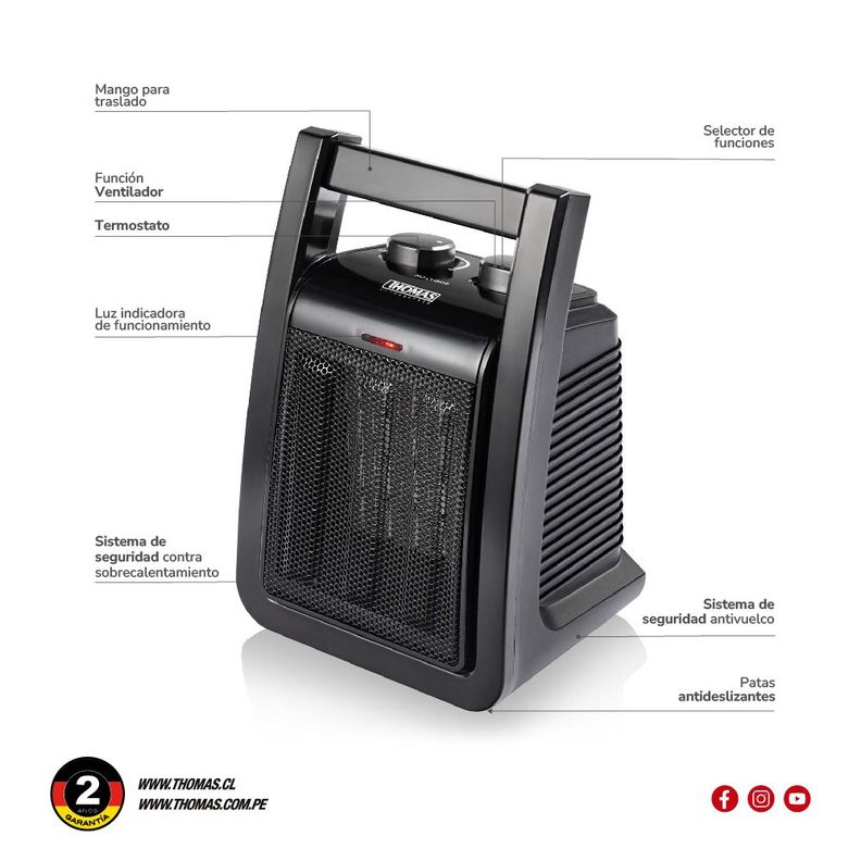 Termoventilador Ceramico Thomas TH-CH38-5