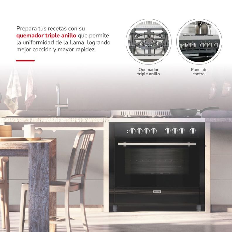 Cocina 5 quemadores horno de 104 Lts-2