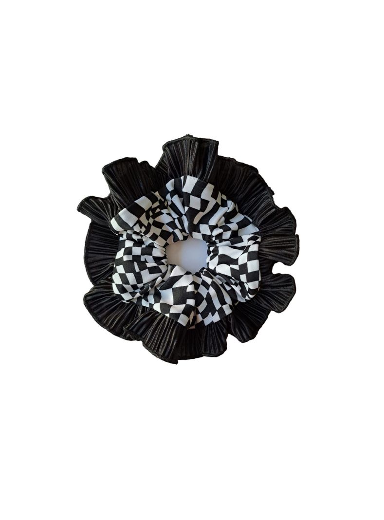 Scrunchie XL Rumbas Bambas Color Negro y Blanco-0