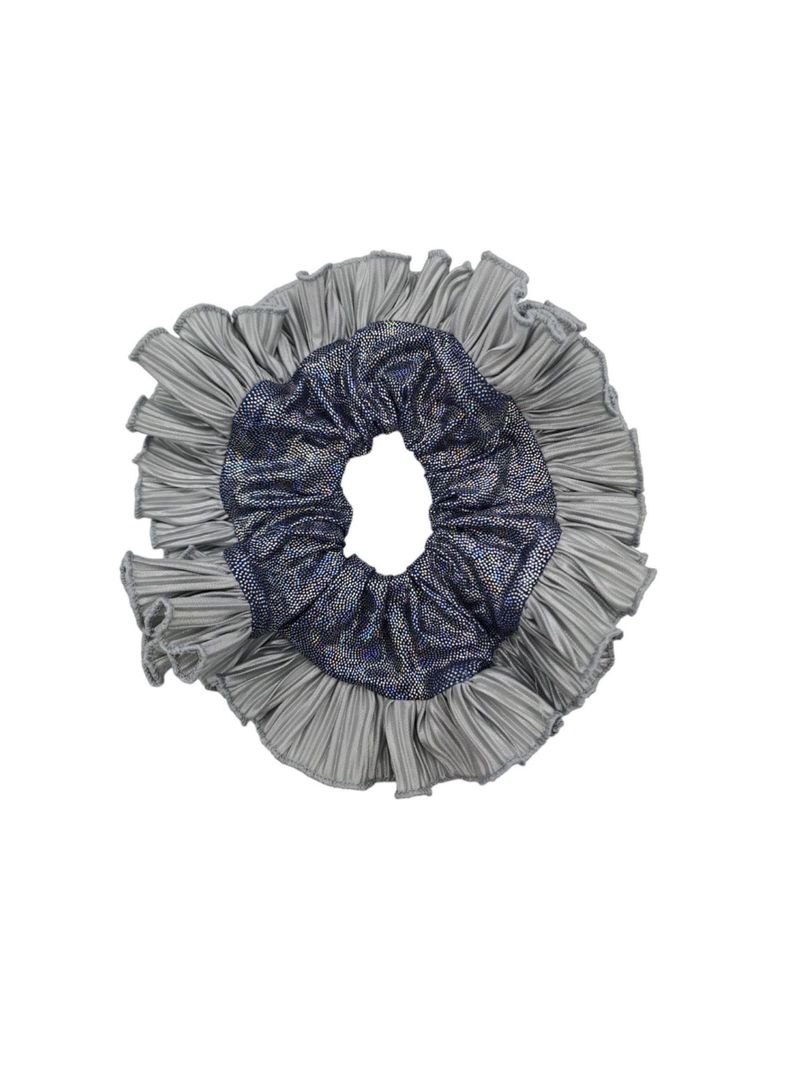 Scrunchie XL Rumbas Bambas Color Plateado y Azul 20 cm-0