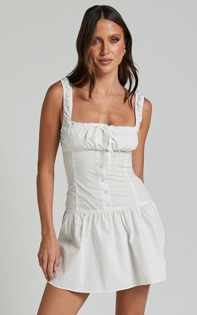 Vestido Corto Mini Falda Blanco Transparencia-0