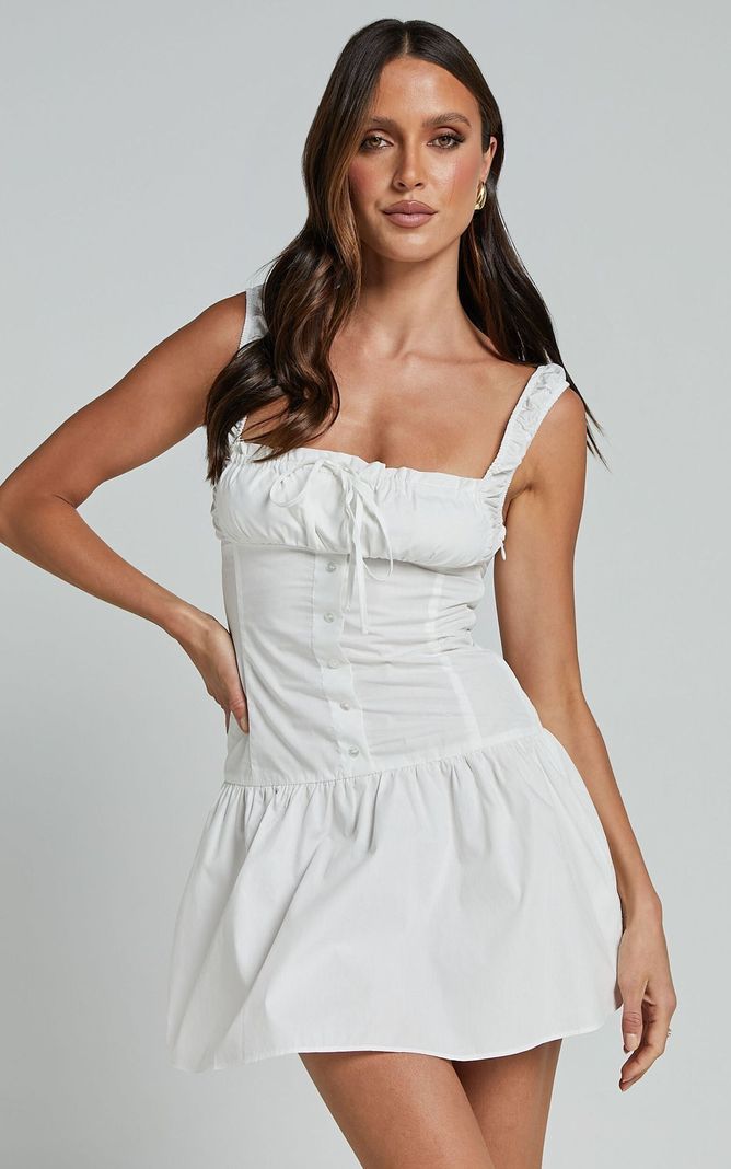 Vestido Corto Mini Falda Blanco Transparencia-1