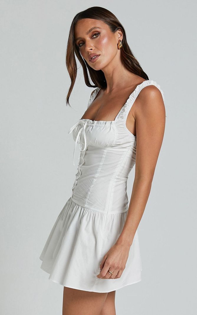 Vestido Corto Mini Falda Blanco Transparencia-2