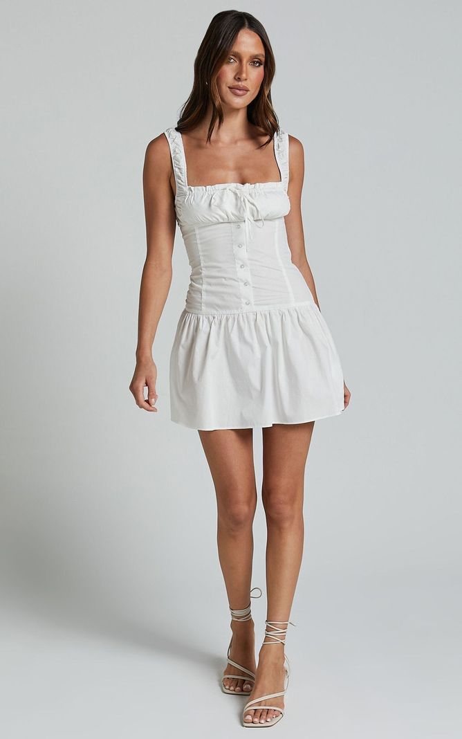 Vestido Corto Mini Falda Blanco Transparencia-3