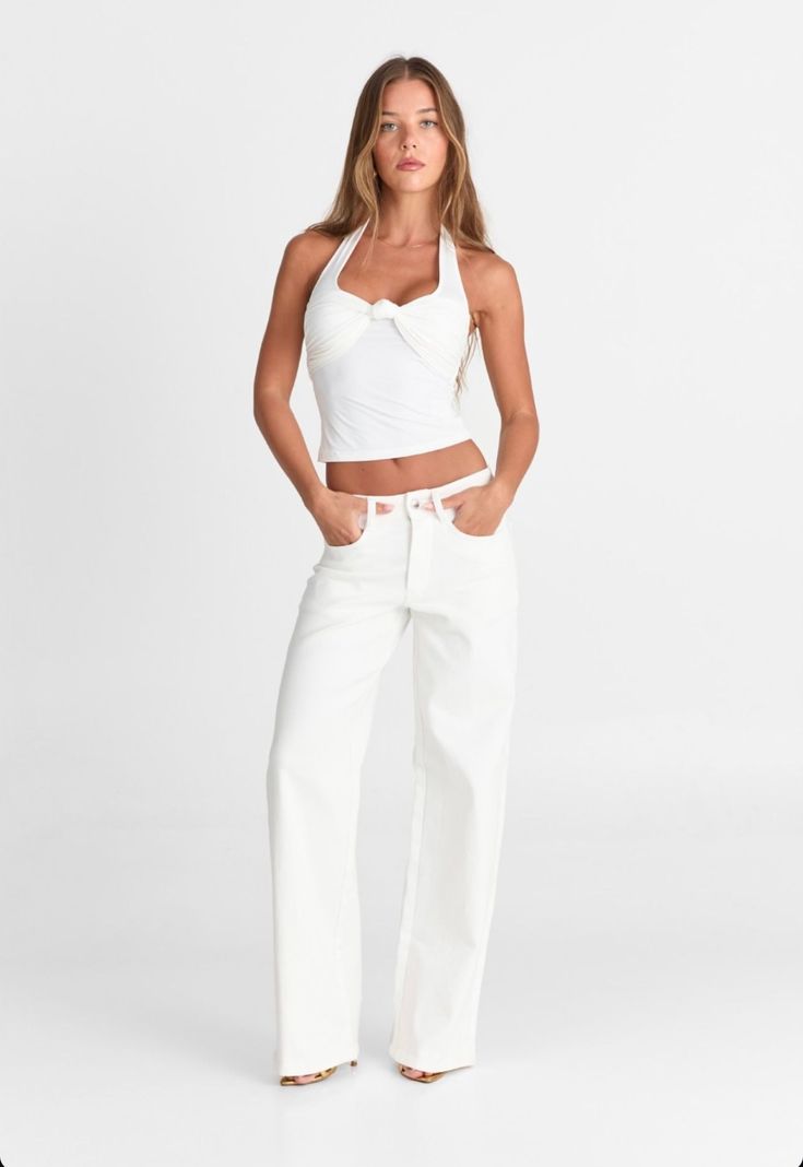 Top Blanco Crop Polera -0