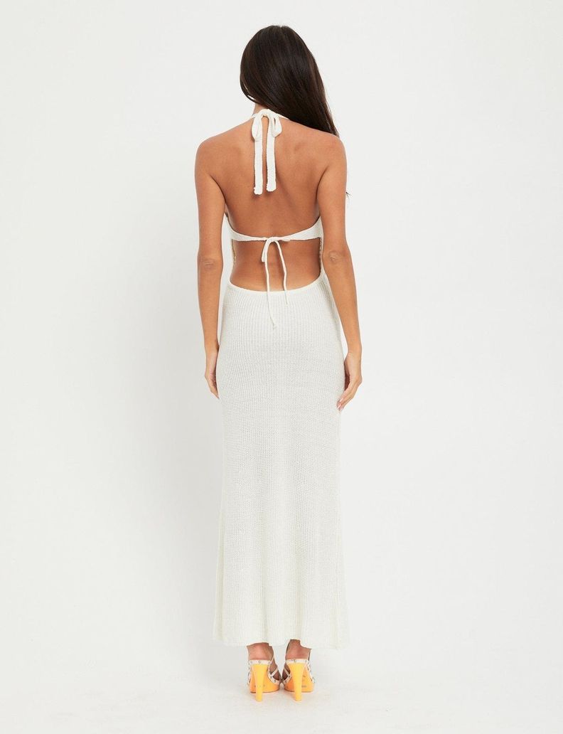 Vestido Maxi Largo Tejido Blanco-1