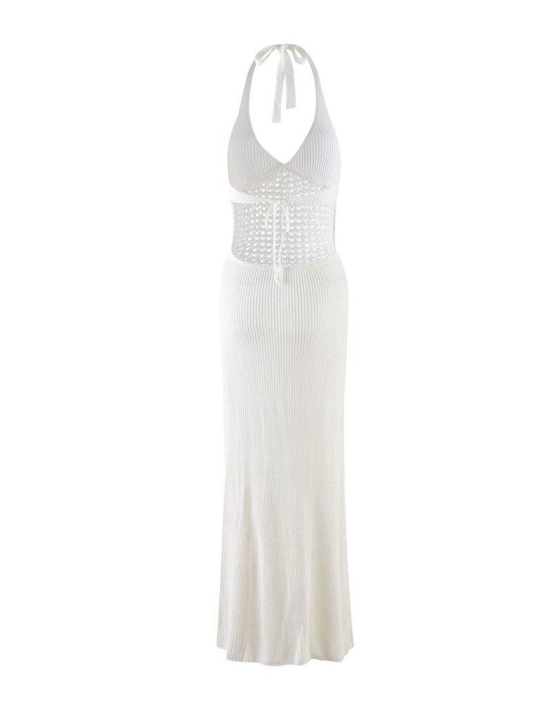 Vestido Maxi Largo Tejido Blanco-7