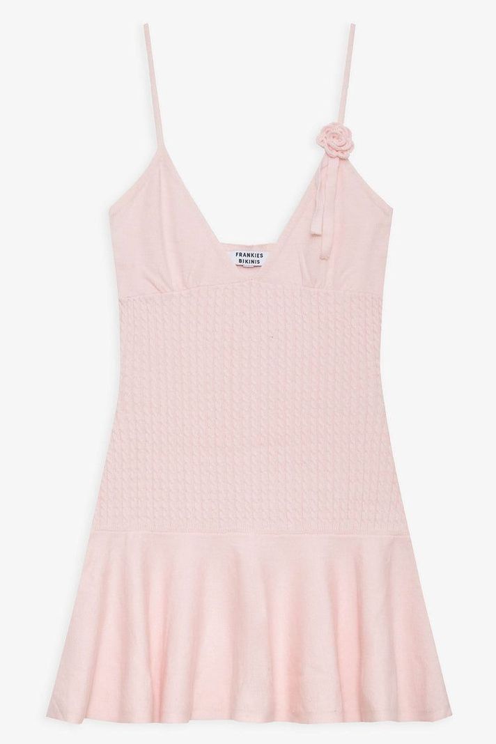 Vestido Mini Corto Rosa Tejido -3
