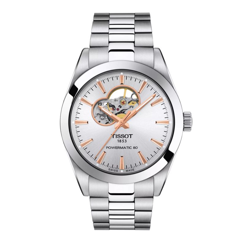 Reloj Tissot Gentleman Open Heart 40mm T1274071103101 Plateado