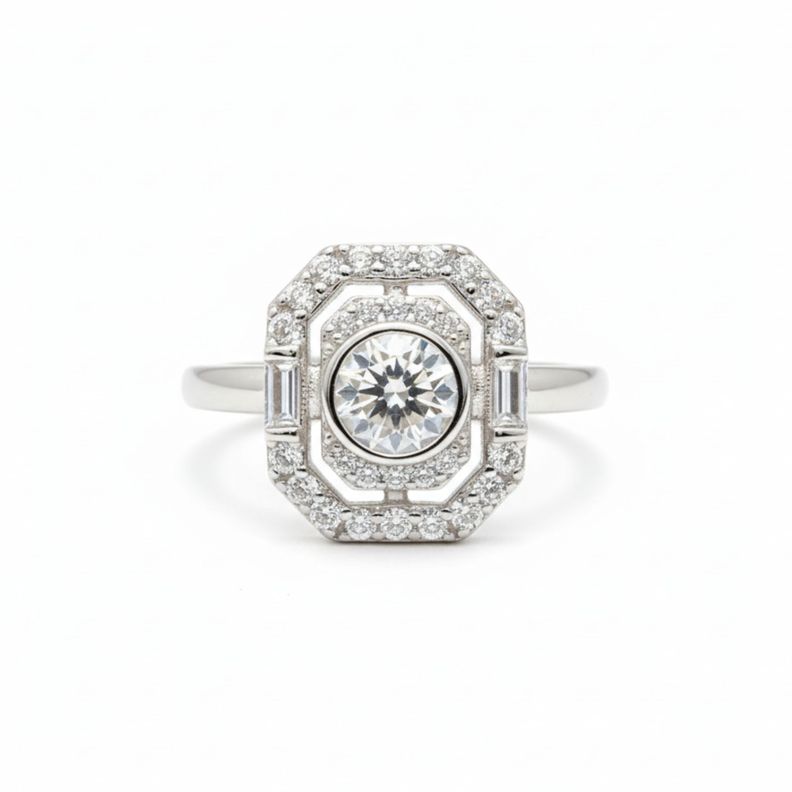 Anillo Vintage Halo Circones Plata 925 12