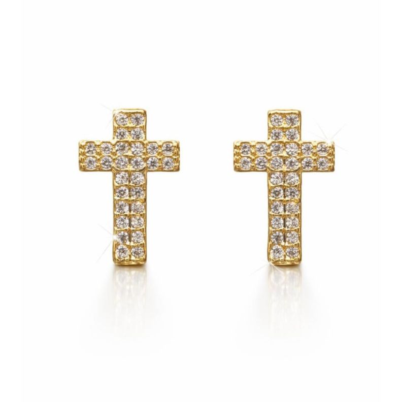 Aros Cruz Enchapado en oro de 18k