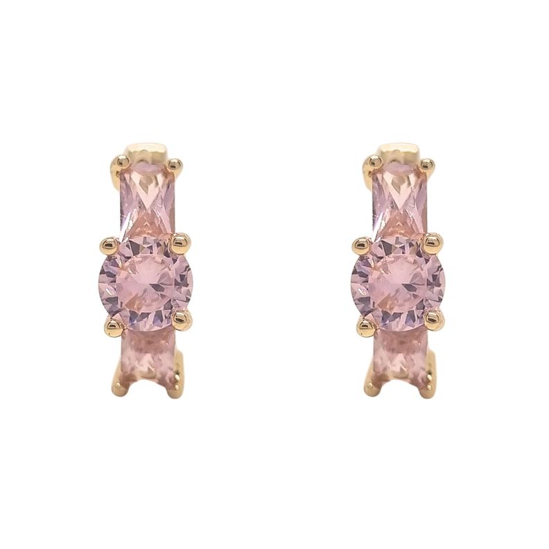 Aros Argollas 3 Cristales Enchapado en oro de 18k