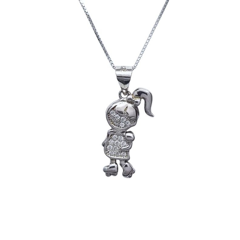 Collar Nina Patines 45cm Rodinado Plata 925