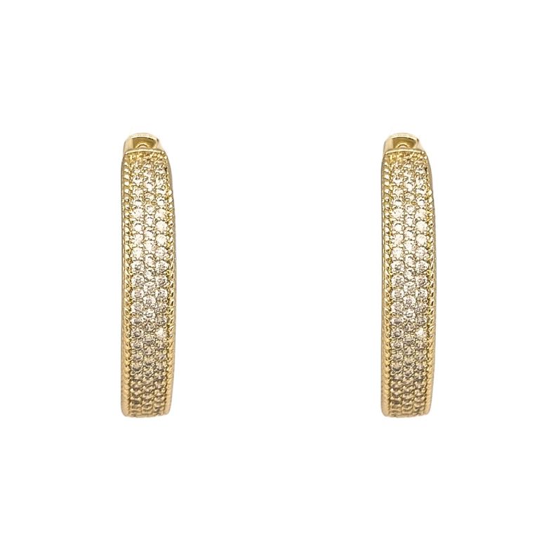 Aros Argollas Triple Riel Enchapado en oro de 18k de 30mm