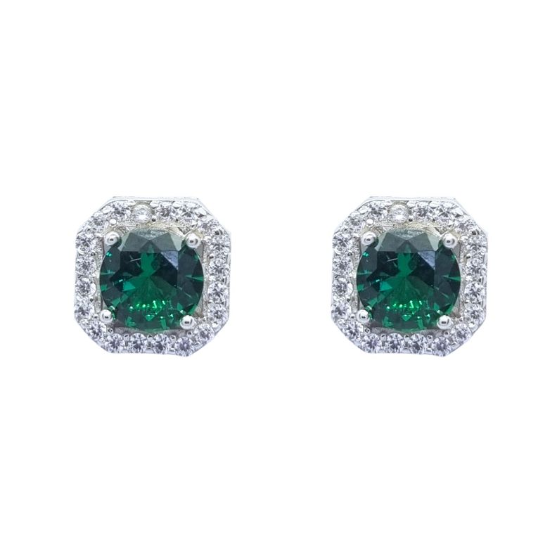 Aros Esmeralda Halo Plata 925