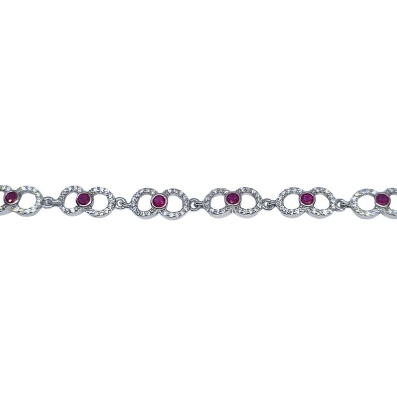 Pulsera 11 Infinitos Rubi 925 17 a 20cm
