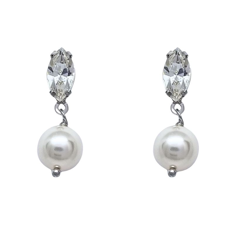 Aros Cristal Perla Plata 925