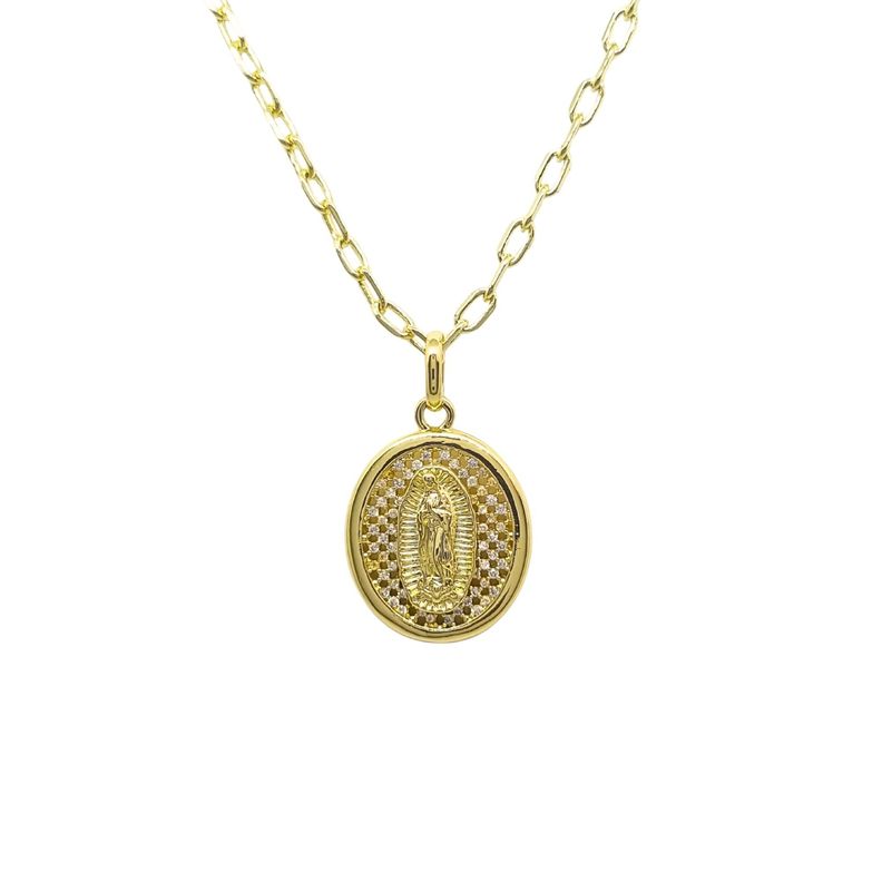 Collar Virgen Calada Circones Enchapada en oro de 18k