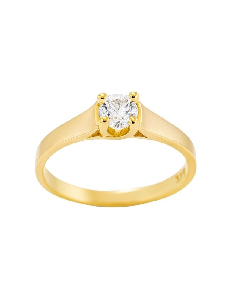 Anillo Solitario 5mm enchapado en oro de 18k 12