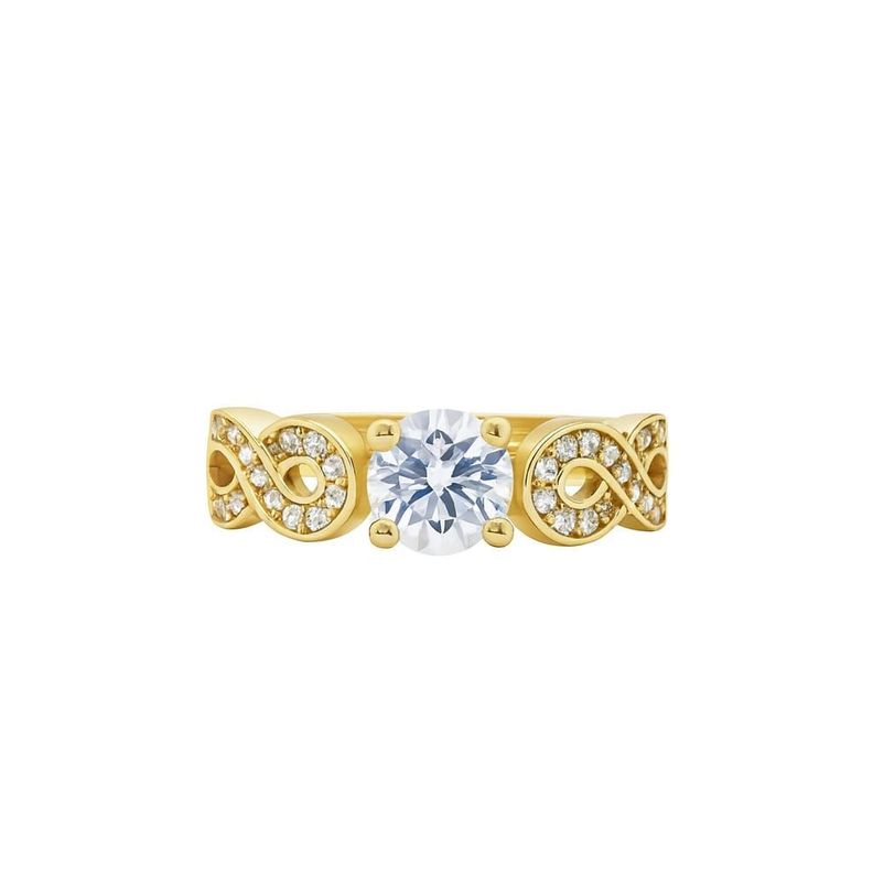 Anillo Solitario con Infinito Doble enchapado en oro de 18k 16