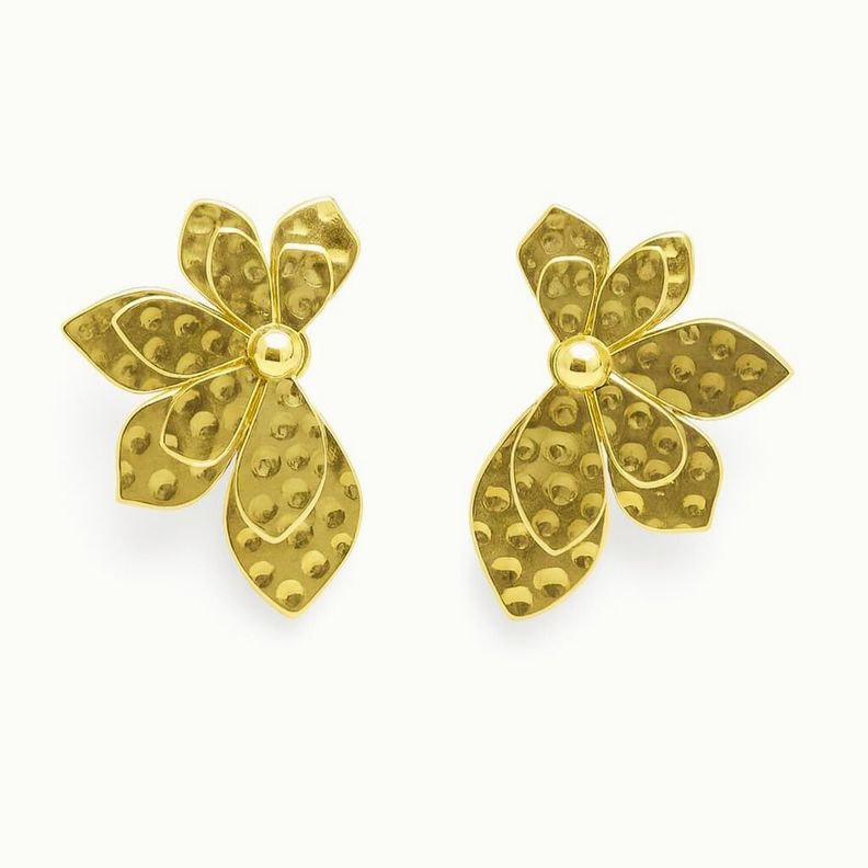 Aro Media Flor Enchapado en oro de 18k Dorado