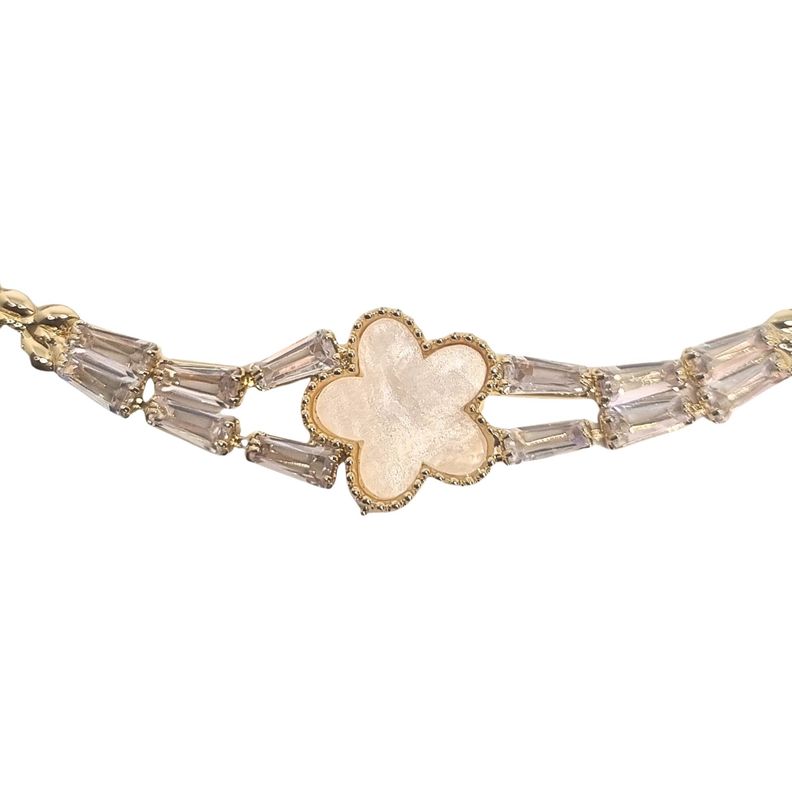 Pulsera Trebol Petalos Enchapada en oro de 18k 18cm